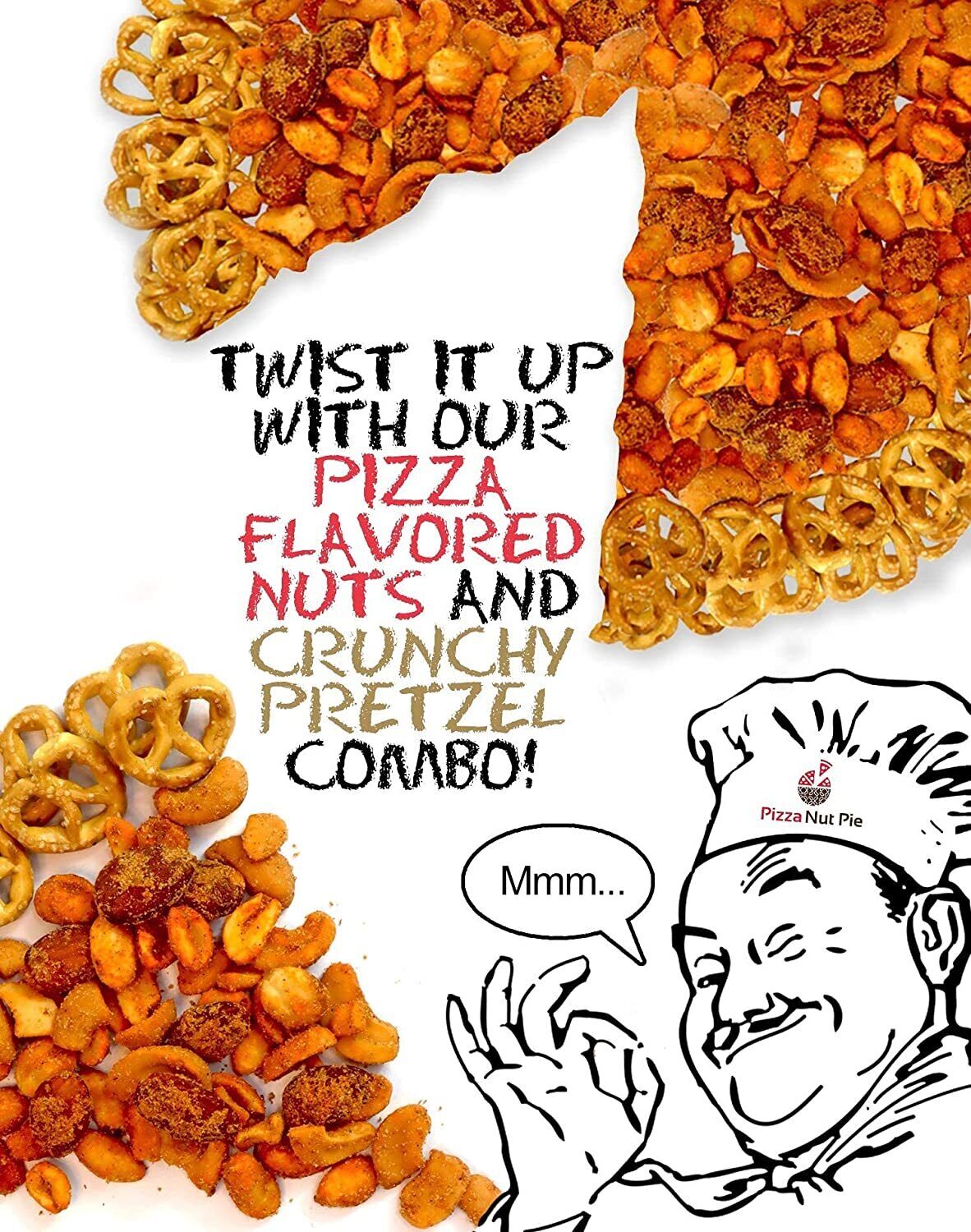 Assorted Nut & Pretzel Platter | Pizza Nut Pie - 4 Sections | Pizza Flavored Cas