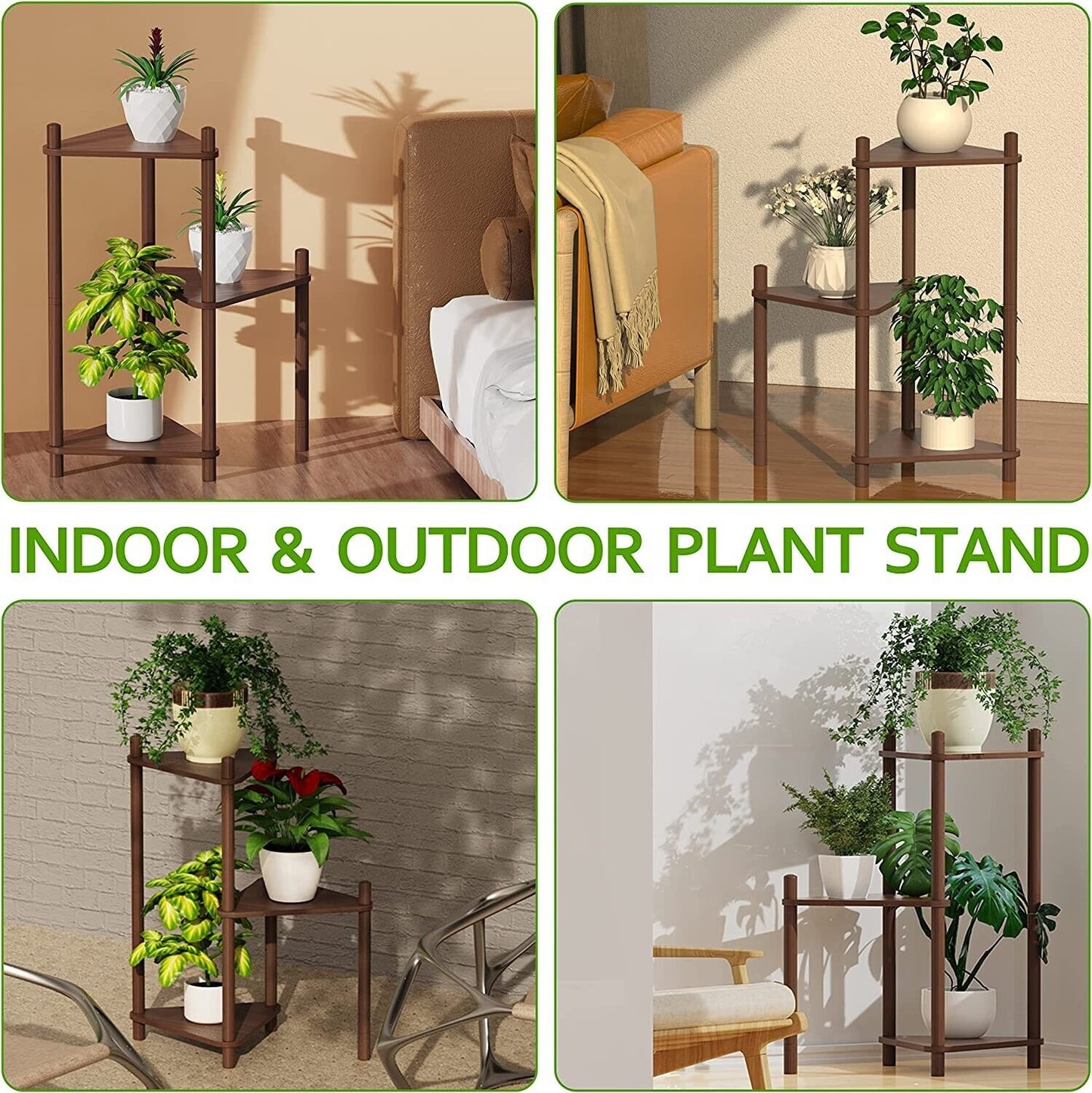 3 Tiers Indoor Plant Stand Bamboo Plant Shelf 26 x 13 x 29.3 Walnut NEW IN BOX