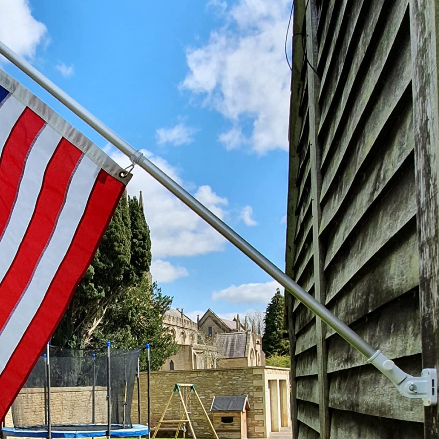 New USA Flag Pole Holder for House - Multi Position Mounting Bracket, Heavy Duty Aluminium Flag Pole Mount for Outdoor Flagpole