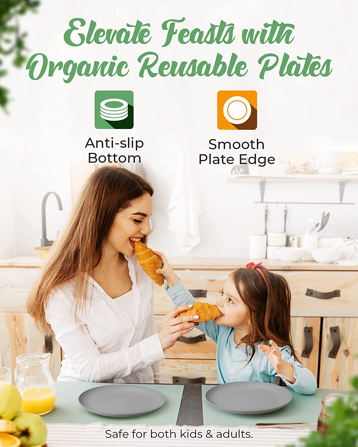 New Set of 4 Wheat Straw Plates - Reusable Unbreakable Wheatstraw Plastic Dishes Dinner Plates - Deep Plates with Lip Edge, Microwave & Dishwasher Safe Microwavable Wheat Plates, Camping Plates Set