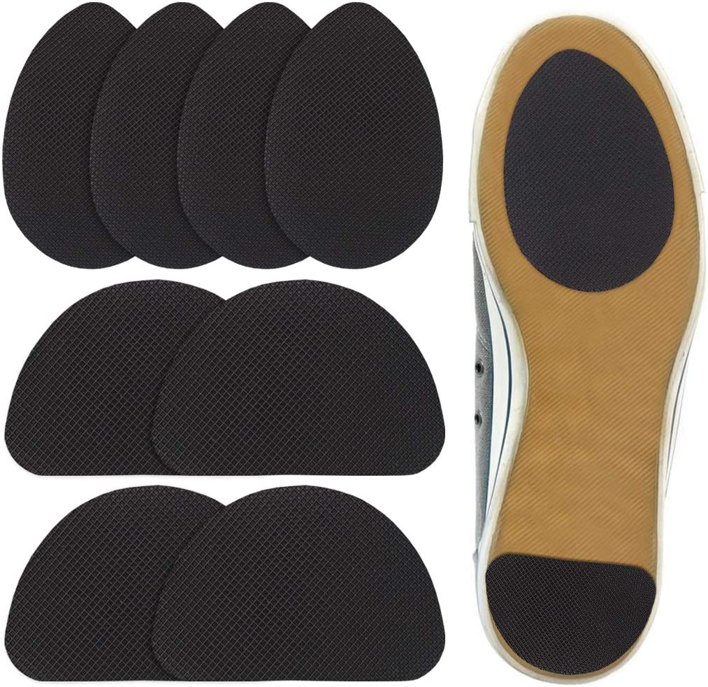 New 8 Non-Skid Pads for Shoes Noise Reduction Self-Adhesive Slip Resistant Sole Stick Protector Pack of 8 (Black)