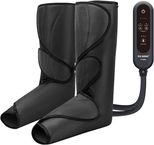 New Leg Air Massager for Circulation and Relaxation Foot and Calf Massage with Handheld Controller 3 Intensities 2 Modes (with 2 Extensions)- FSA HSA Eligible