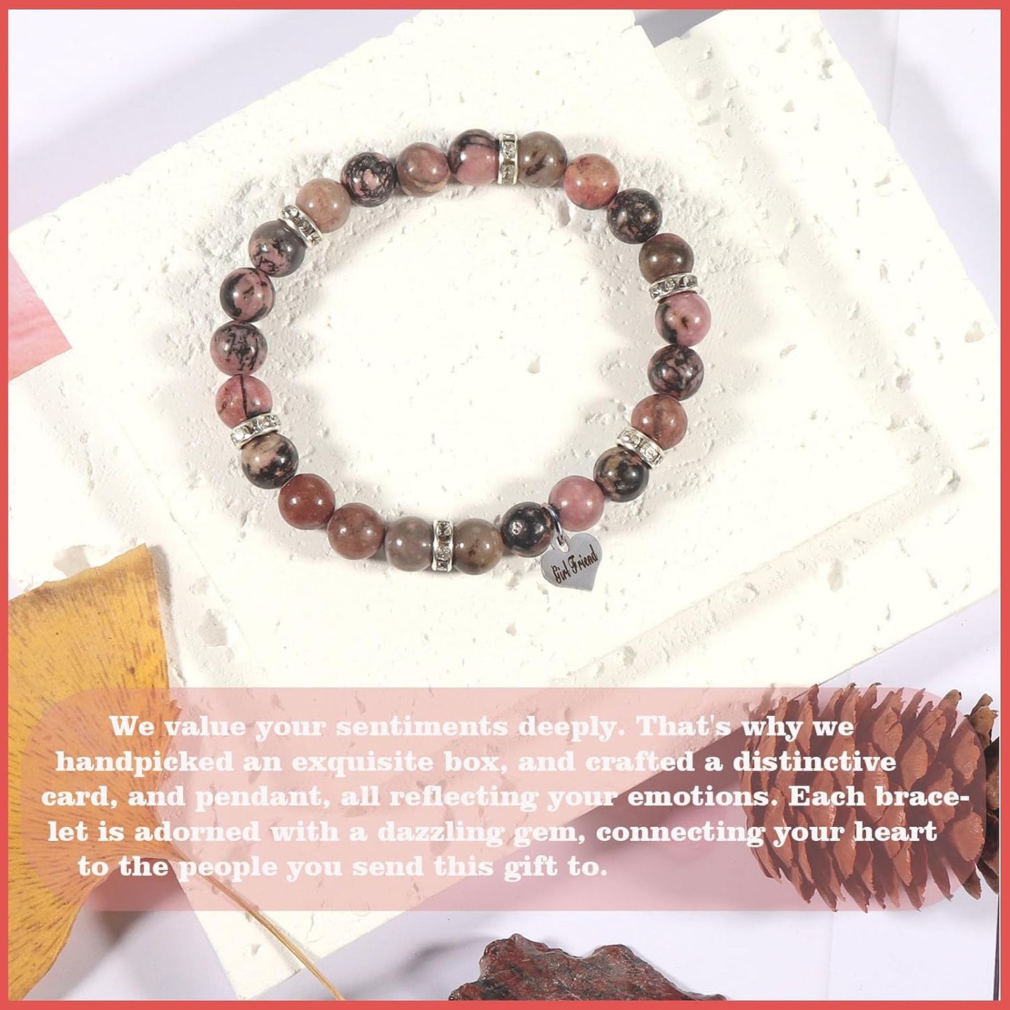 New Bracelet for Women Inspirational Birthday Thanksgiving Christmas Mother's Day Valentines Appreciation Natural Stone Bracelets Gifts for Mom Wife Sister Girlfriend Daughter