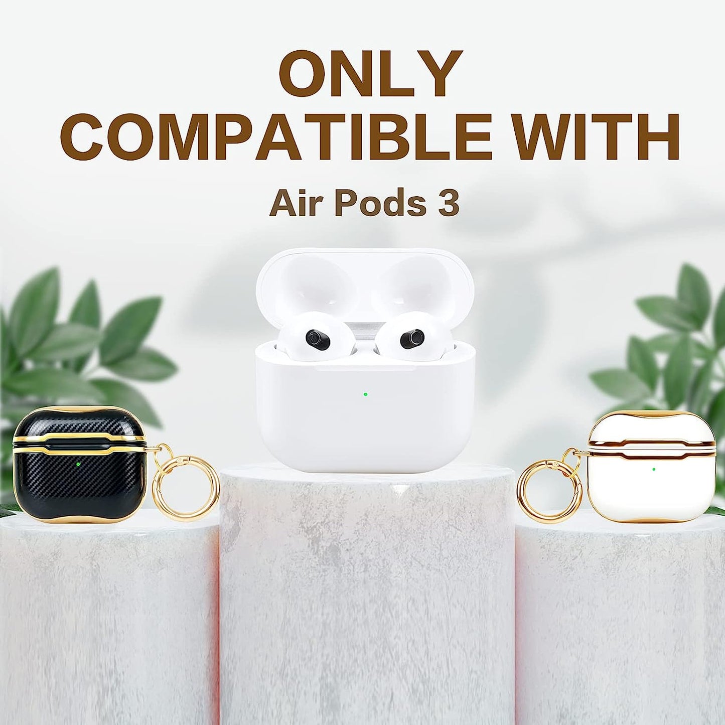 New 2022 New AirPods 3rd Generation Case, Full Body Protective Hard Cover with Fashion Design for AirPods 3rd Generation Charging Case (White)