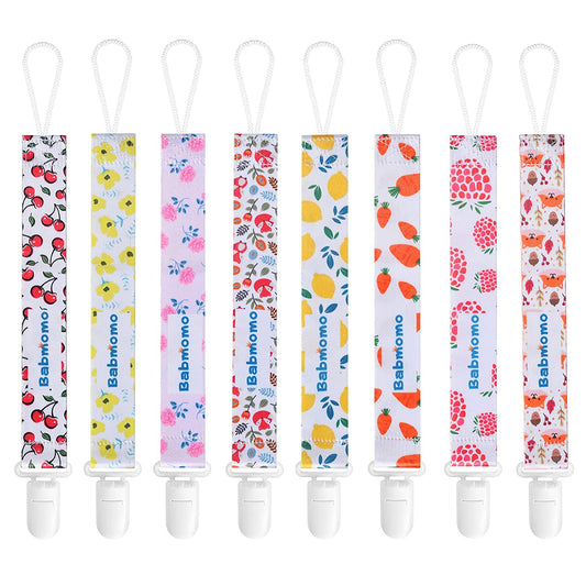 New Pacifier Clip,8 Pack Pacifier Holder for Boys and Girls,Stylish Binkie Clip Strap,Fits Most Pacifier Styles and Newborn Teether Toys &Baby Gift