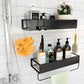New Shower Caddy Shelf with Towel Bar, Adhesive Shampoo Holder with Hook, Shower Rack Basket Organizer for Bathroom, 2-in-1 Bathroom Shelf Kitchen Spice , 2-Pack Black