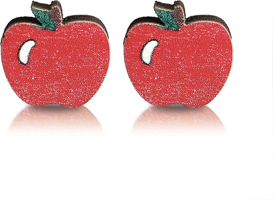 New Home Apple Pencil Stud Earrings School Supplies Books Rainbow Wood Earrings