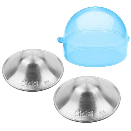 New the Original Silver Nursing Cups - Nipple Shields for Nursing Newborn - Newborn Breastfeeding Essentials Must Haves - Nipple Covers Breastfeeding - Postpartum Cover - (Regular (Blue Case))