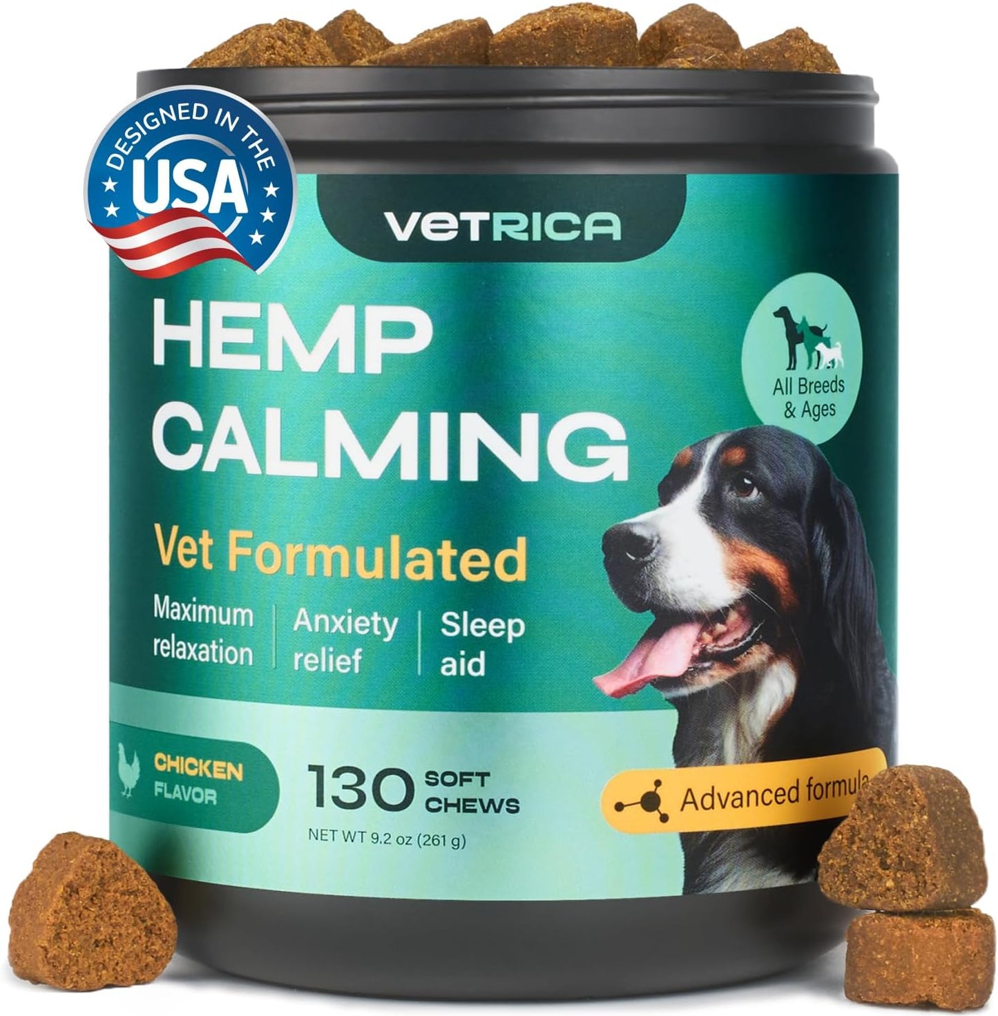Calming Chews for Dogs - Dog Calming Treats Anxiety Relief - Hemp Calming Chews for Dog Anxiety Relief - Calming Treats for Dogs Stress, Separation, Storms & Anxiety Relief - with Hemp Seed Oil