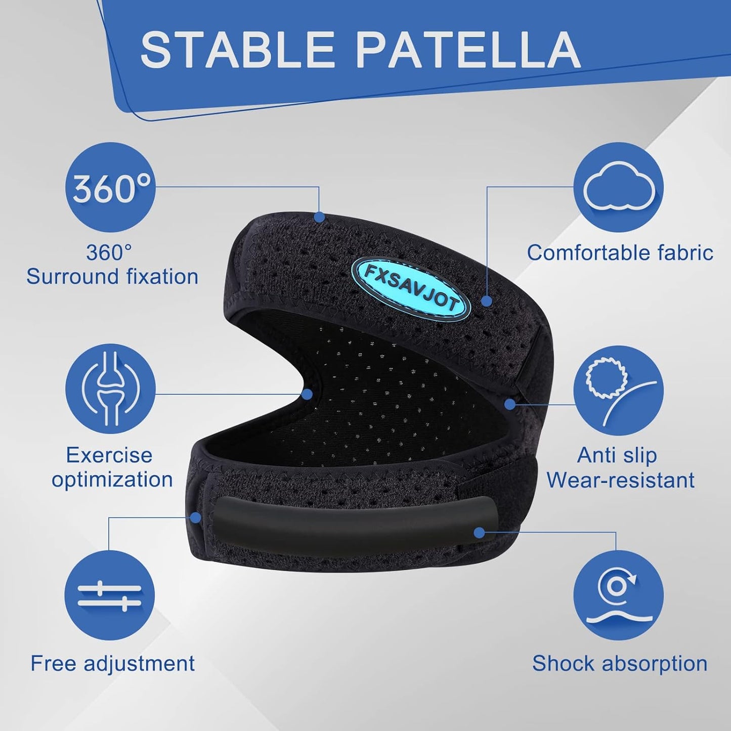 New Professional Patella Knee Brace Pro for Knee Pain/Meniscus Tear, Adjustable Compression Patellar Tendon Support Strap for Man and Women/Outdoor Activities(Black, Small)