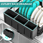 New Dish Drying Rack with Sloped Drainboard Space-Saving Dish Rack for Kitchen Counter with Wide Leak-Proof Spout, Dish Drainer Rack with Large 3-Compartment Utensil Holder for Various Tableware