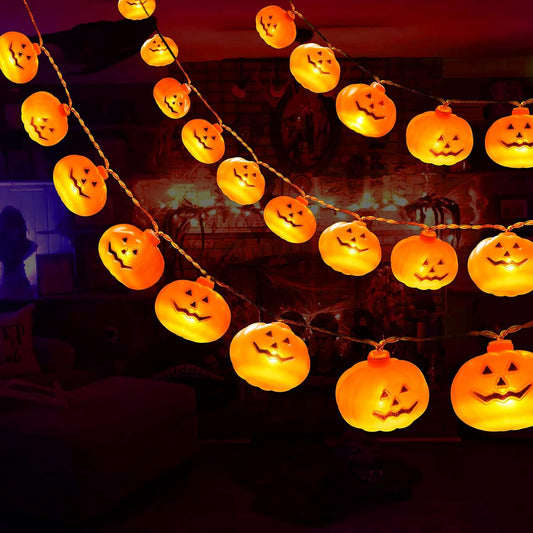New Halloween Decorations 19.7Ft 40 LED Pumpkin String Lights, Halloween Decor Indoor Outdoor Clearance Halloween Lights Battery Operated for Home Garden Yard Decorations Holiday Lights Party Supplies