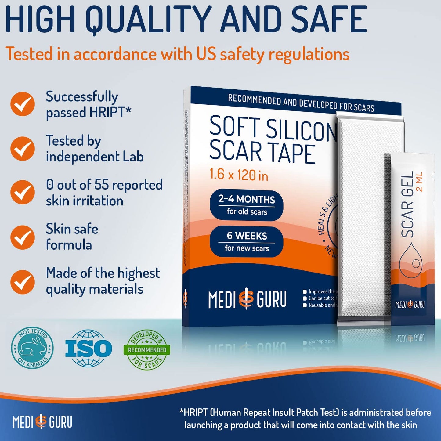New 1.6″ x 120" Silicone Strips for Scar Healing: Premium Silicone Sheets for Scars, Advanced Silicone Scar Strips & Silicone Scar Tape for Surgical Scars - All-in-One Scar Care Solution