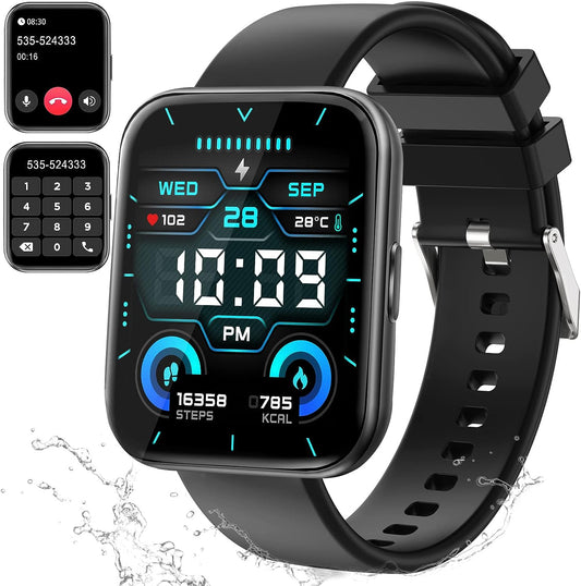 1.95'' Smart Watch for Men Women Make/Answer Call, Fitness Watch with AI Control Call/Text, Smart Watch for Android Phones and Iphone Compatible, 107 Sports Blood Pressure Heart Rate Monitor Pedometer