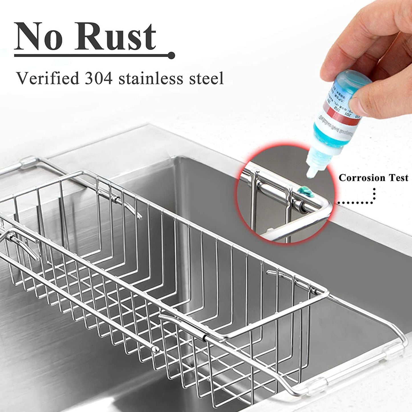 New Kitchen Sink Organizer Rack, Collapsible Stainless Steel Sink Caddy Drainer with Towel Drying Rack, Sink Basket with Dishcloth Hanger, Soap and Sponge Holder