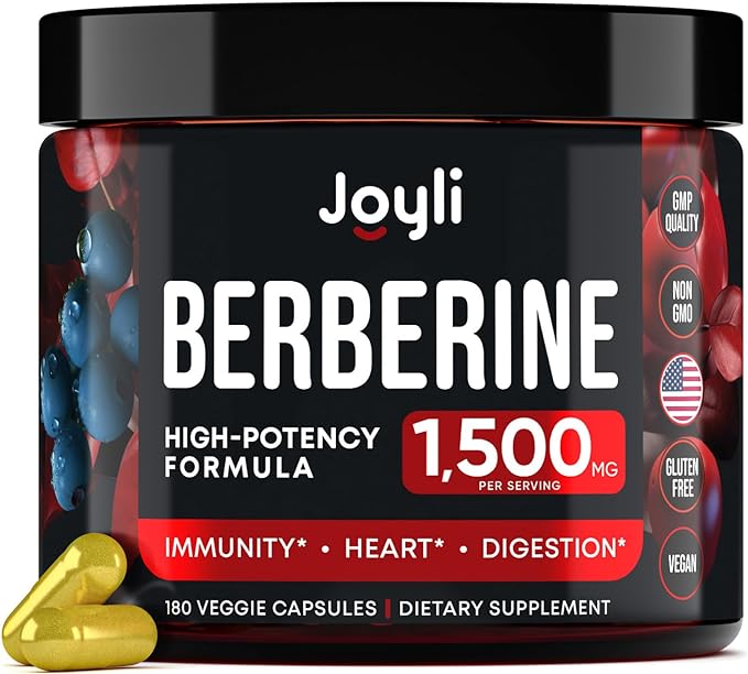 Berberine Supplement - Berberine 1500MG for Diet, GI Health & Water Loss - Pure Berberine HCL with Citrus Bergamot, Colloidal Gold - 3X The Potency of Berberine 500mg - 180 Vegan Berberine Capsules