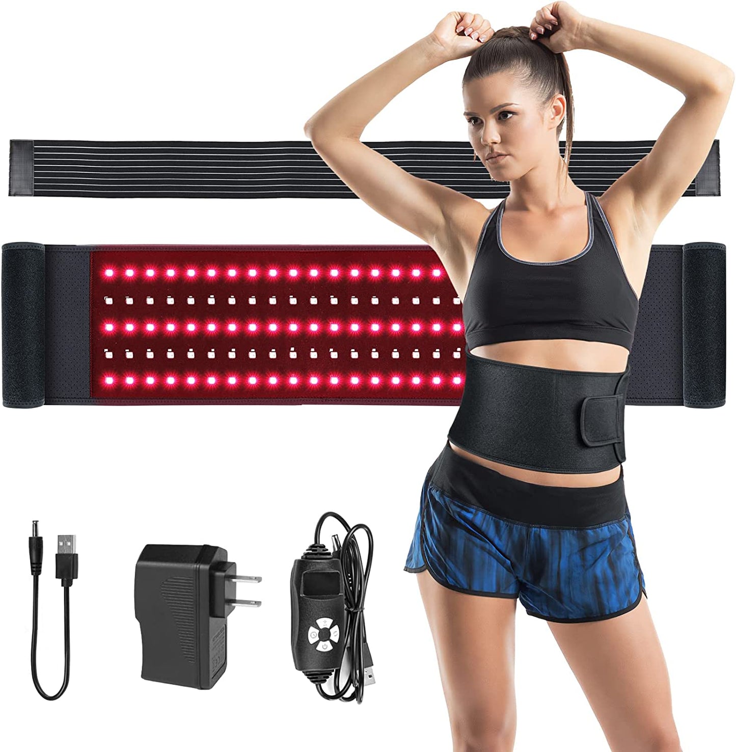 Red Light Therapy Pad Flexible Wearable Wrap Deep Therapy Belt Light Therapy Devices with Timer for Body Pain Back Shoulder Relief