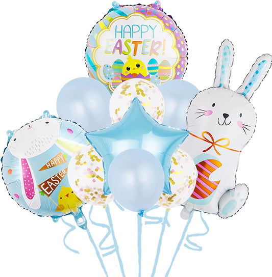 New Easter Bunny Balloons, 10pcs Large Happy Easter Balloons Rabbit Balloons Decoration Easter Mylar Balloons Easter Party Supplies For Kids Birthday Baby Shower