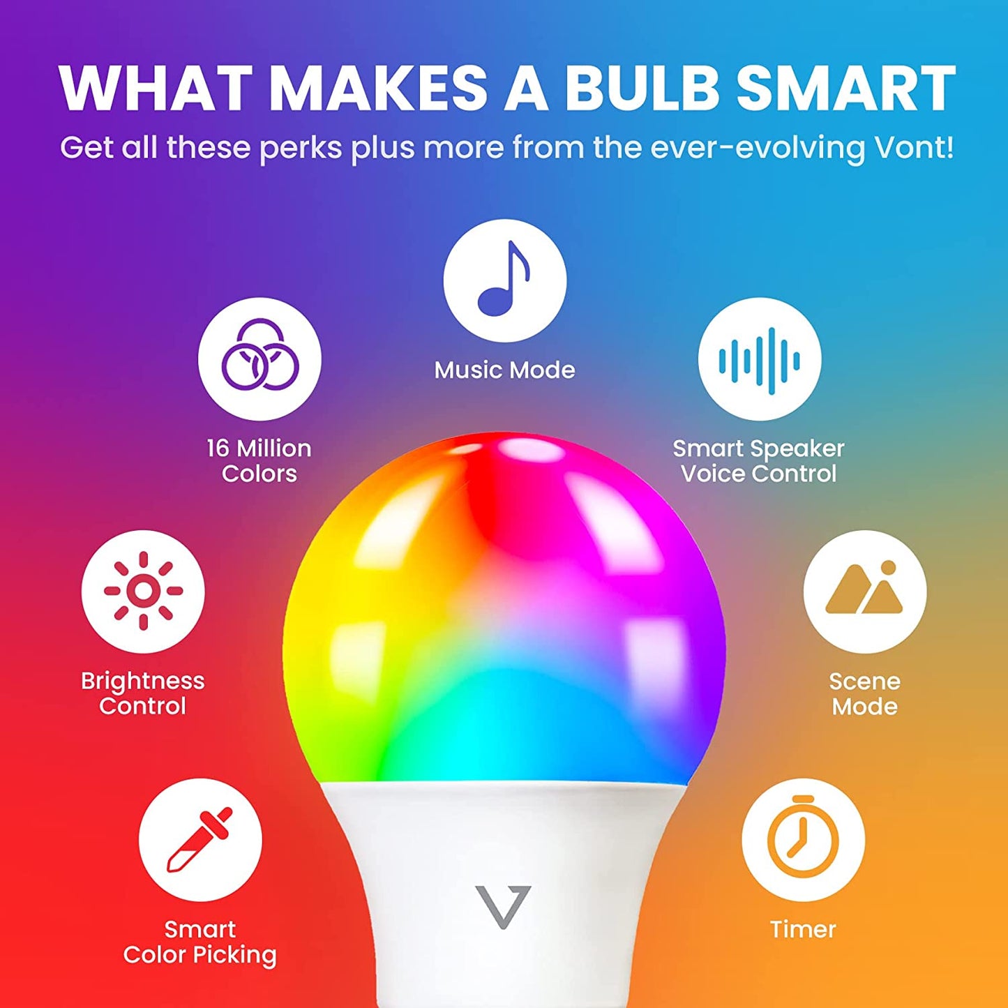 New 2 Smart Light Bulbs [2 Pack], WiFi 2.4GHz & Bluetooth 5.0, Compatible w/ Alexa & Google Without Hub, Dimmable, Music Sync, Schedules, Color Changing Bulb RGBCW Smart Bulbs, LED Bulb, A19/E26 9W 810LM