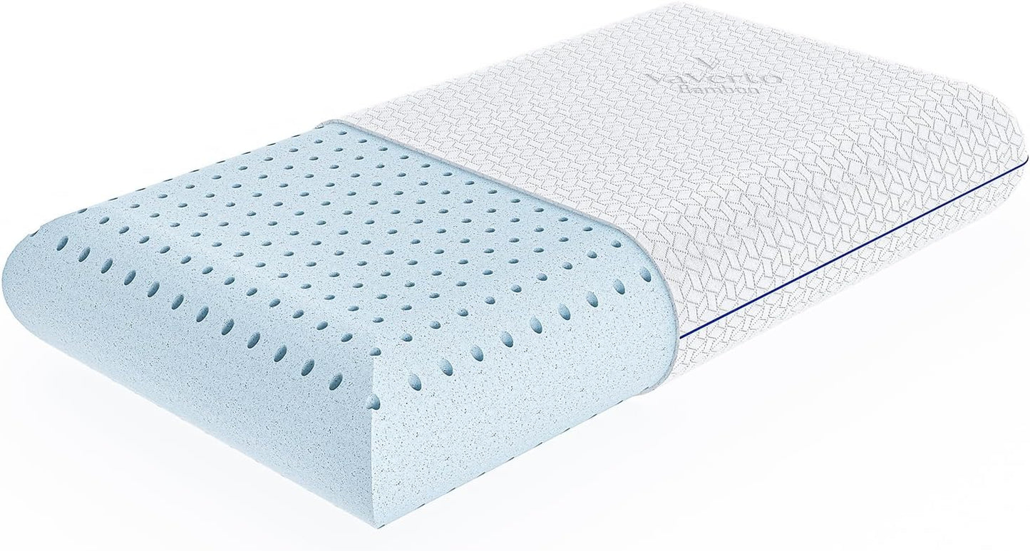 New Gel Memory Foam Pillow -Standard Size - Ventilated, Premium Bed Pillows with Washable and Bamboo Pillow Cover, Cooling, Orthopedic Sleeping, Side and Back Sleepers - Dorm Room Essentials