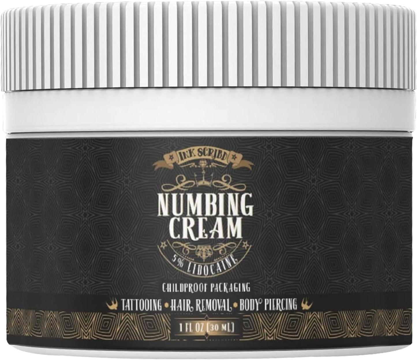 Ink Scribd Premium Tattoo Numbing Cream Topical Pain Treatment for Tattoos. Also for Laser Hair Removal, Brazilian Waxing, Microblading, Microneedling - Maximum Strength 5% Lidocaine (1 oz)
