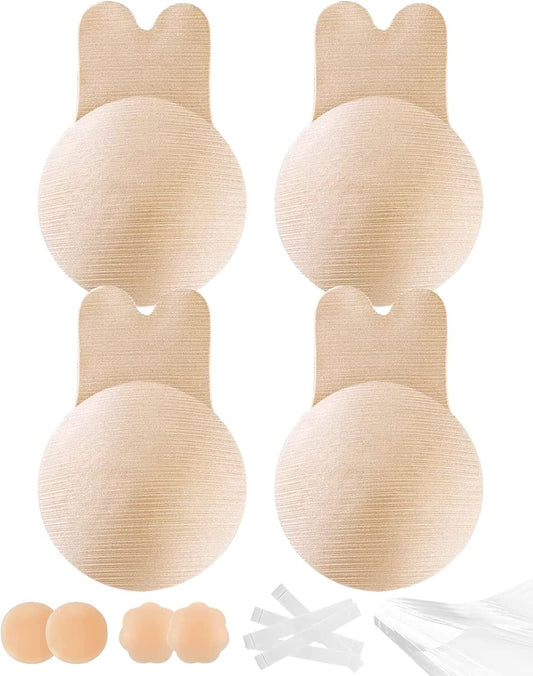 New A/B cup Adhesive Bra Sticky Bra 2 Pair Push Up Sticky Boobs for Women Invisible Silicone Bras for Backless Strapless Dress