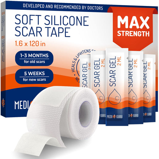 New 1.6″ x 120" Silicone Strips for Scar Healing: Premium Silicone Sheets for Scars, Advanced Silicone Scar Strips & Silicone Scar Tape for Surgical Scars - All-in-One Scar Care Solution