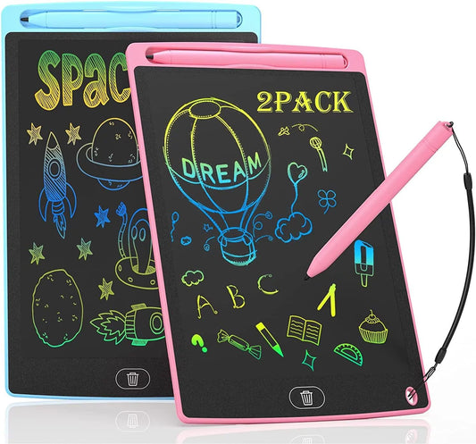 2 Pack New LCD Writing Tablet Drawing Writing Board Erasable Doodle Pad Toy for Kids Learning Education 8.5 inch Blue and Pink