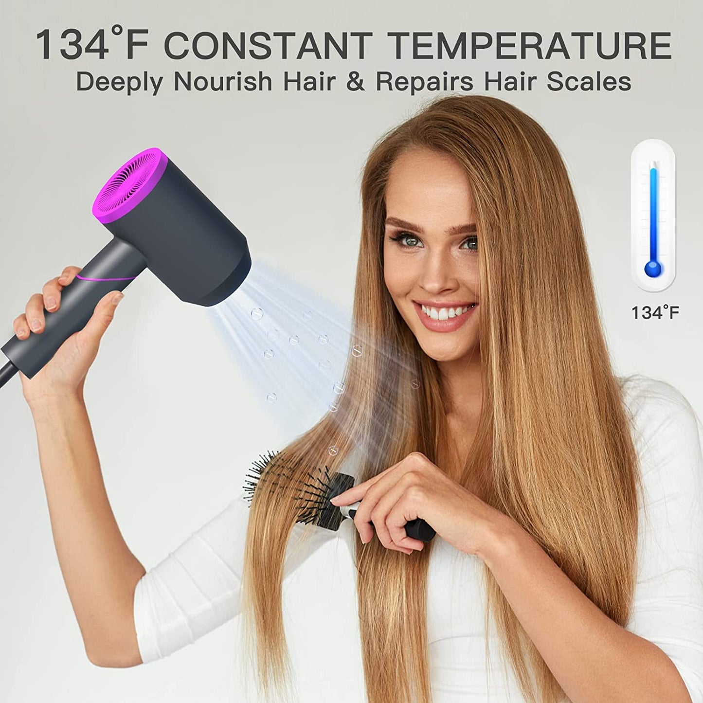 New Hair Dryer Blow Dryer with Diffuser - 1800W Professional Travel Ionic Hair Dryer