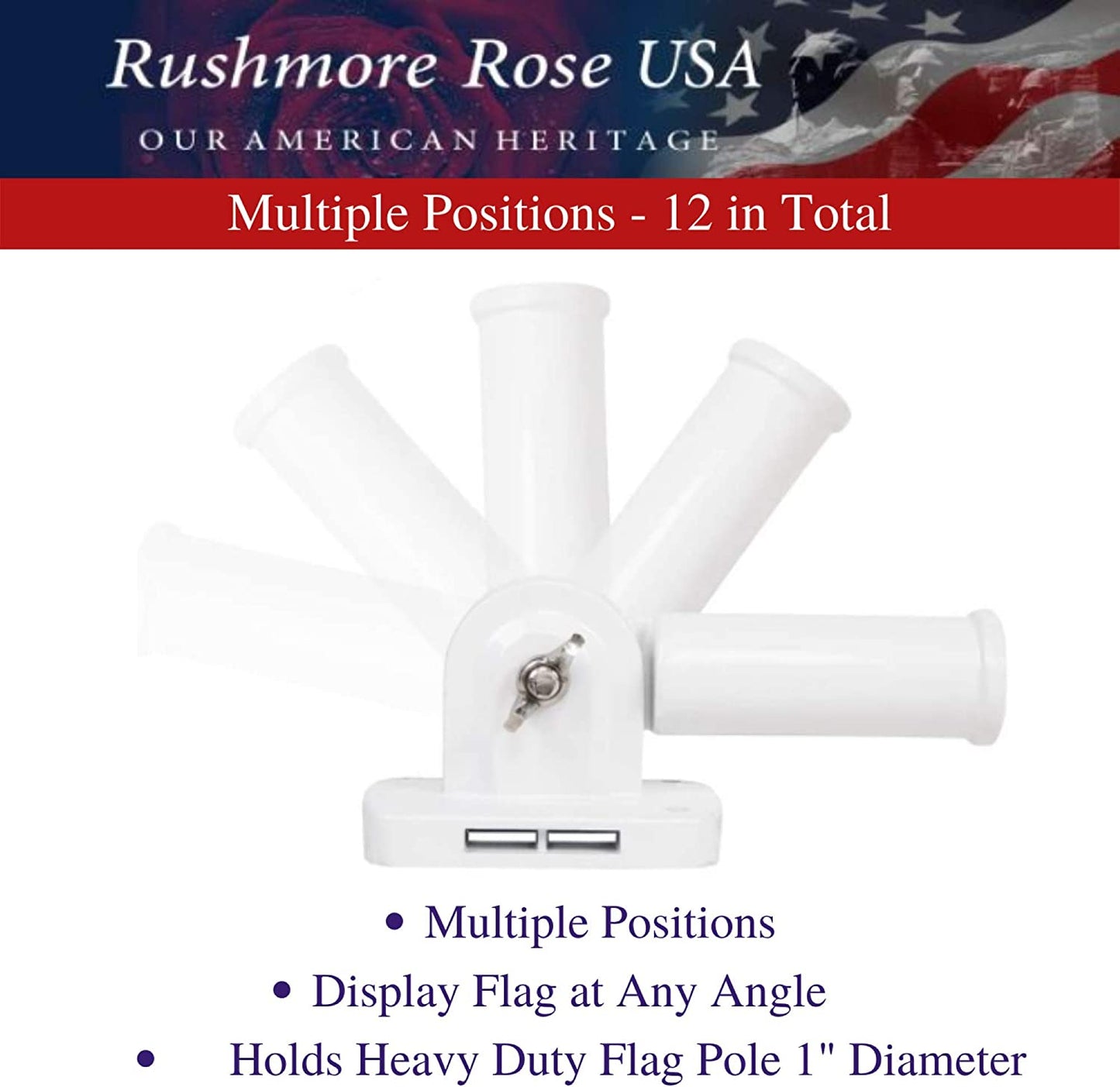 New USA Flag Pole Holder for House - Multi Position Mounting Bracket, Heavy Duty Aluminium Flag Pole Mount for Outdoor Flagpole