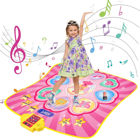 New Dance Mat-Dance Game Toys Gift for Girls Boys 3-12 Year Old-Electronic Dance Play Mat With 8 Challenge Levels,Built-in Music,Touch Sensitive LED Light Up-Christmas Birthday Gift Ideas for Kids