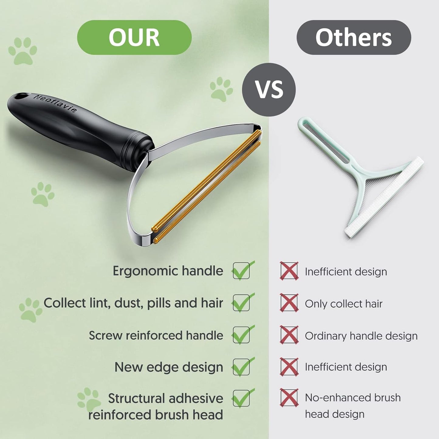 Pet Hair Remover, Neoflavie Pet Hair Cleaner - Reusable Cat and Dog Hair Remover, Lint Cleaner for Couch, Carpet, Pet Towers, Clothes, Car, Furniture, Effective and Fast Pet Hair Cleaner.