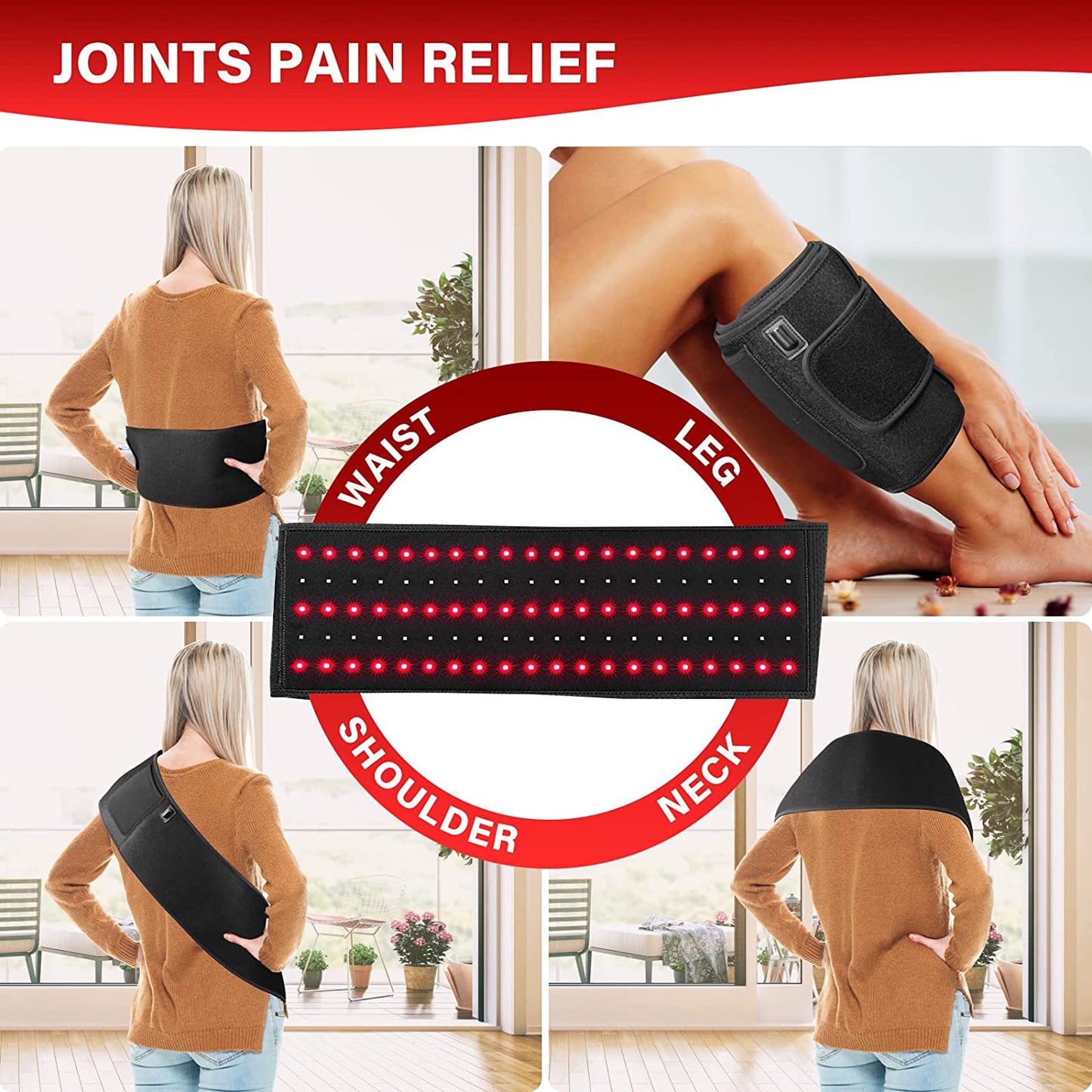 Red Light Therapy Pad Flexible Wearable Wrap Deep Therapy Belt Light Therapy Devices with Timer for Body Pain Back Shoulder Relief