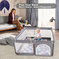 New Baby Playpen for Babies and Toddlers, Baby Fence, Large Baby Play Yards Indoor & Outdoor, Sturdy Safety Playard for Babies with Gate, Soft Breathable Mesh, No Gaps Play Pens for Babies (50”×50”,Grey)