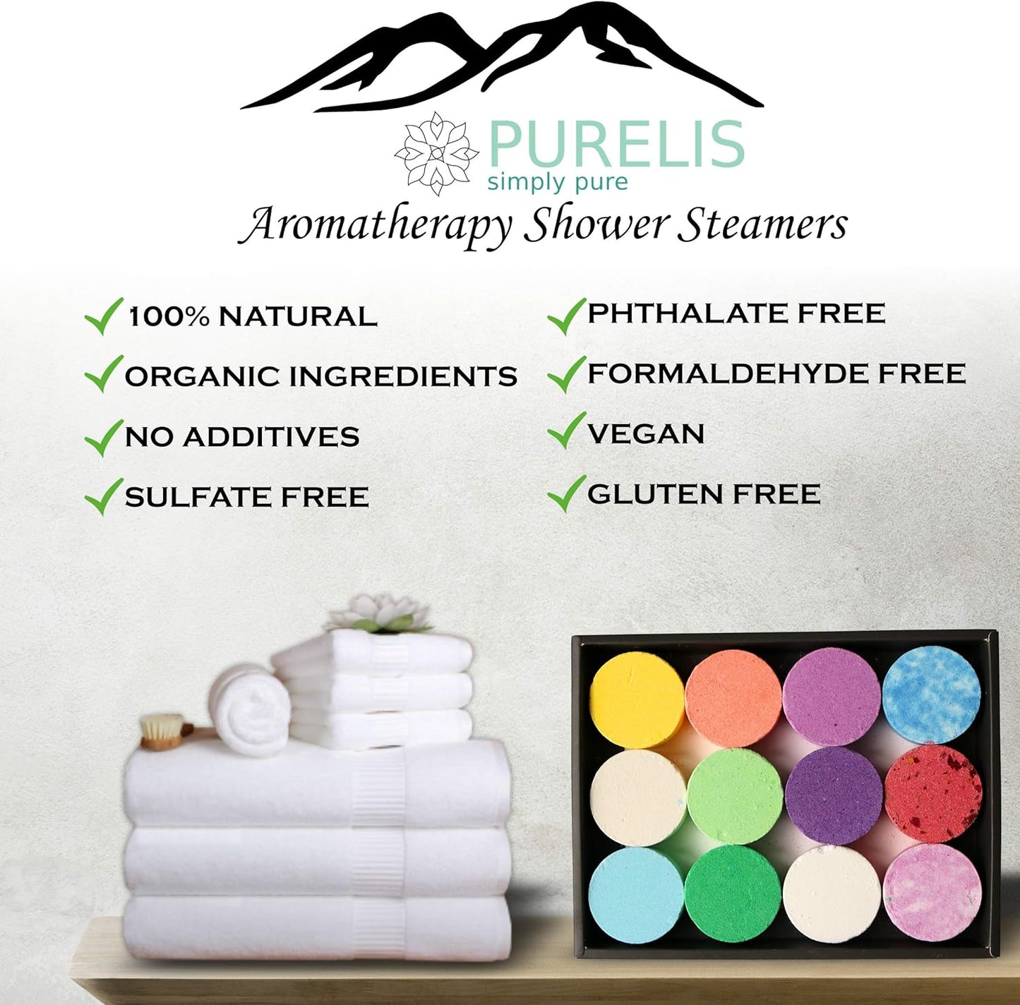 New Shower Steamer Gift Box. Set of 12 Aromatherapy Shower and Bath Bombs Individually Wrapped. Organic Shower Steamer Tablets and Essential Oil Shower Steamers for Spa Gift Set
