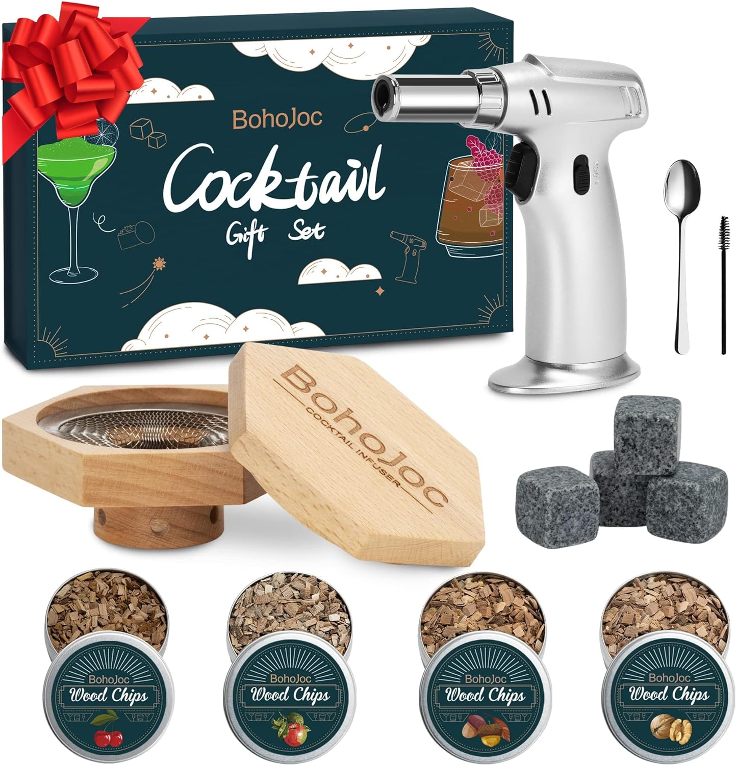 New Gifts for Men/Dad/Boyfriend, Cocktail Smoker Kit with Torch & Whiskey Stones, Christmas Birthday Gifts for Men, Mens Gifts for Christmas, Prime Deals Today 2023, Black Deals 2023 (No Butane)