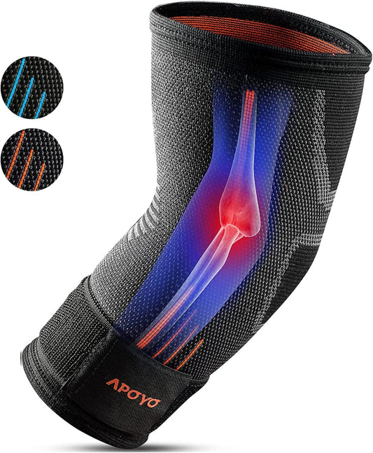 New small Elbow Brace for Tendonitis and Tennis Elbow, Elbow Compression Sleeve, Tennis Elbow Brace for Women and Men w/ Adjustable Strap for Tennis Elbow Relief, Weightlifting, Arthritis, Workouts, Reduce Joint Pain During Fitness Activity (Small)