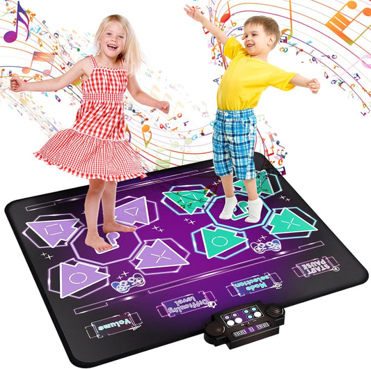 New Kids Dance Mat Toys - 2-Player Dance Pad Gifts for Girls Boys Toddlers 3 4 5 6 7 8 9 + Year Old Electronic Dancing Mat Floor Games Toy with Music Light Christmas Birthday Gift (Purple)