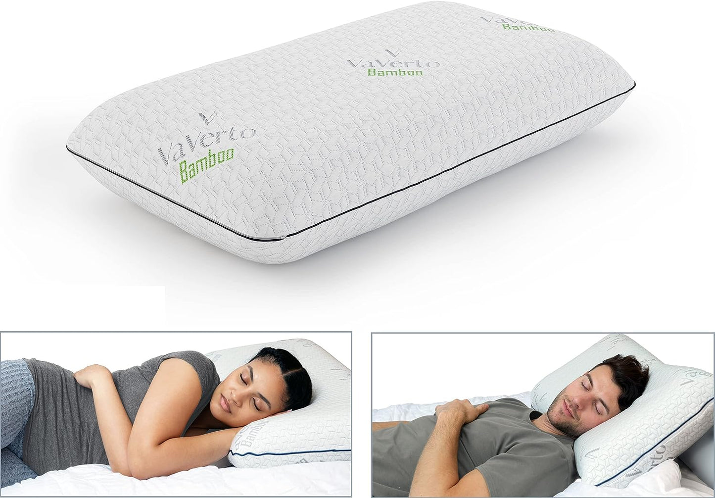 New Gel Memory Foam Pillow -Standard Size - Ventilated, Premium Bed Pillows with Washable and Bamboo Pillow Cover, Cooling, Orthopedic Sleeping, Side and Back Sleepers - Dorm Room Essentials