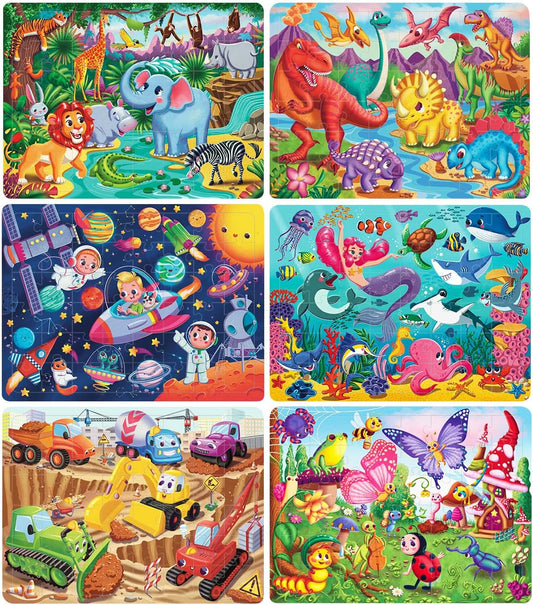 New 6 Puzzles for Kids Ages 4-8, 48 Piece Kids Jigsaw Puzzles for Kids 3 4 5 6 7 8 Years Old, Toddler Children Puzzles Preschool Learning Educational Puzzle for Kids Boys and Girls