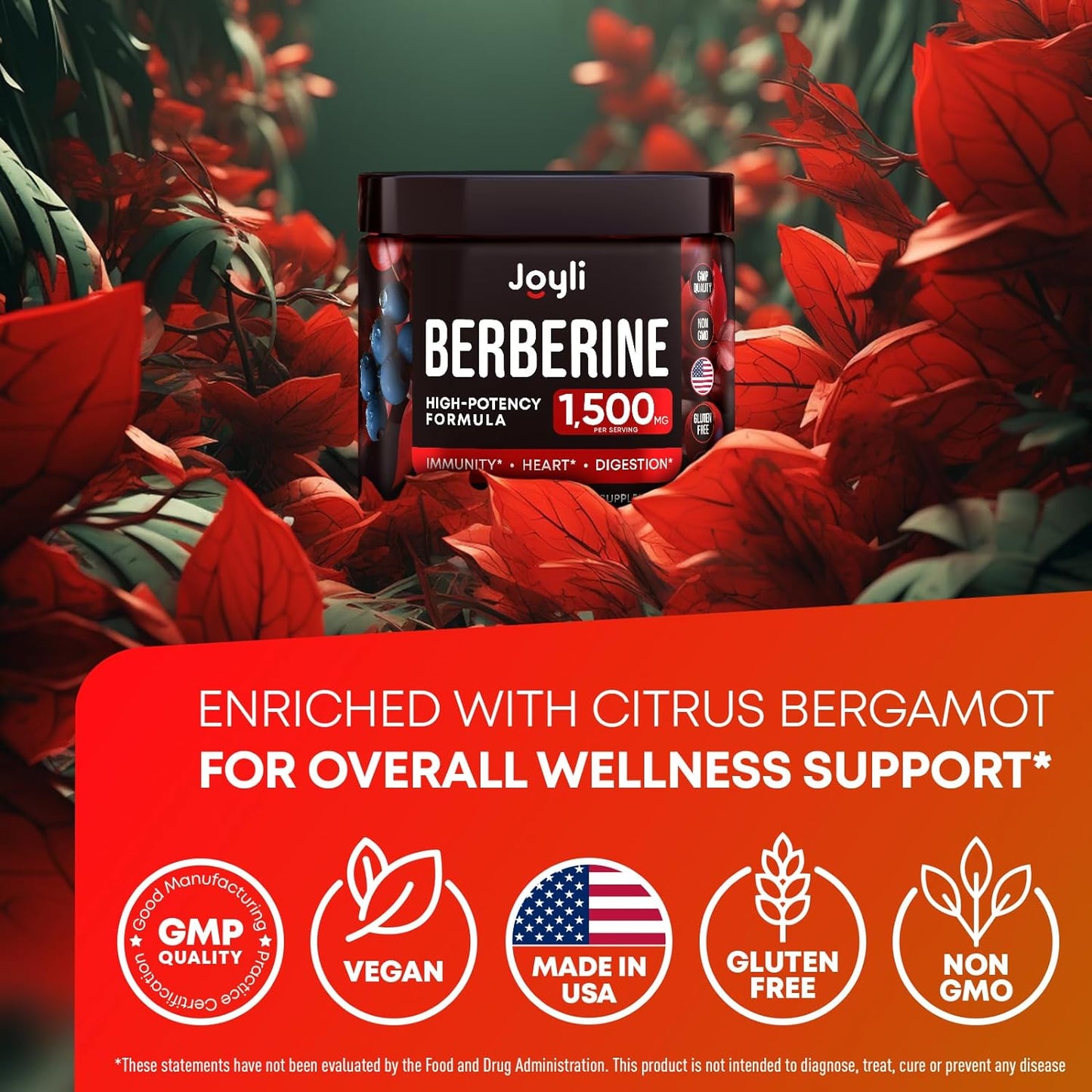 Berberine Supplement - Berberine 1500MG for Diet, GI Health & Water Loss - Pure Berberine HCL with Citrus Bergamot, Colloidal Gold - 3X The Potency of Berberine 500mg - 180 Vegan Berberine Capsules