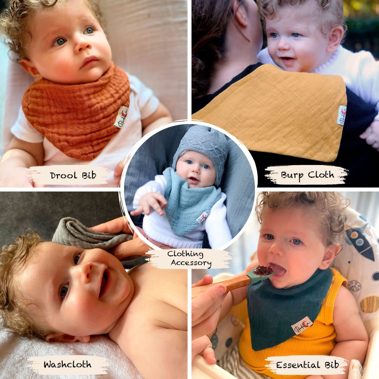 New Muslin Baby Bibs, 100% Organic Cotton Baby Bandana Drool Bibs for Boy and Girls, Newborn Bib for Teething and Drooling