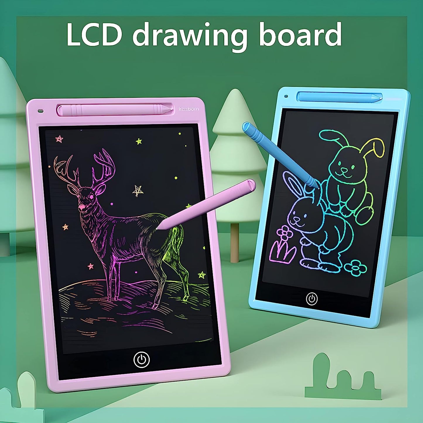 2 Pack New LCD Writing Tablet Drawing Writing Board Erasable Doodle Pad Toy for Kids Learning Education 8.5 inch Blue and Pink