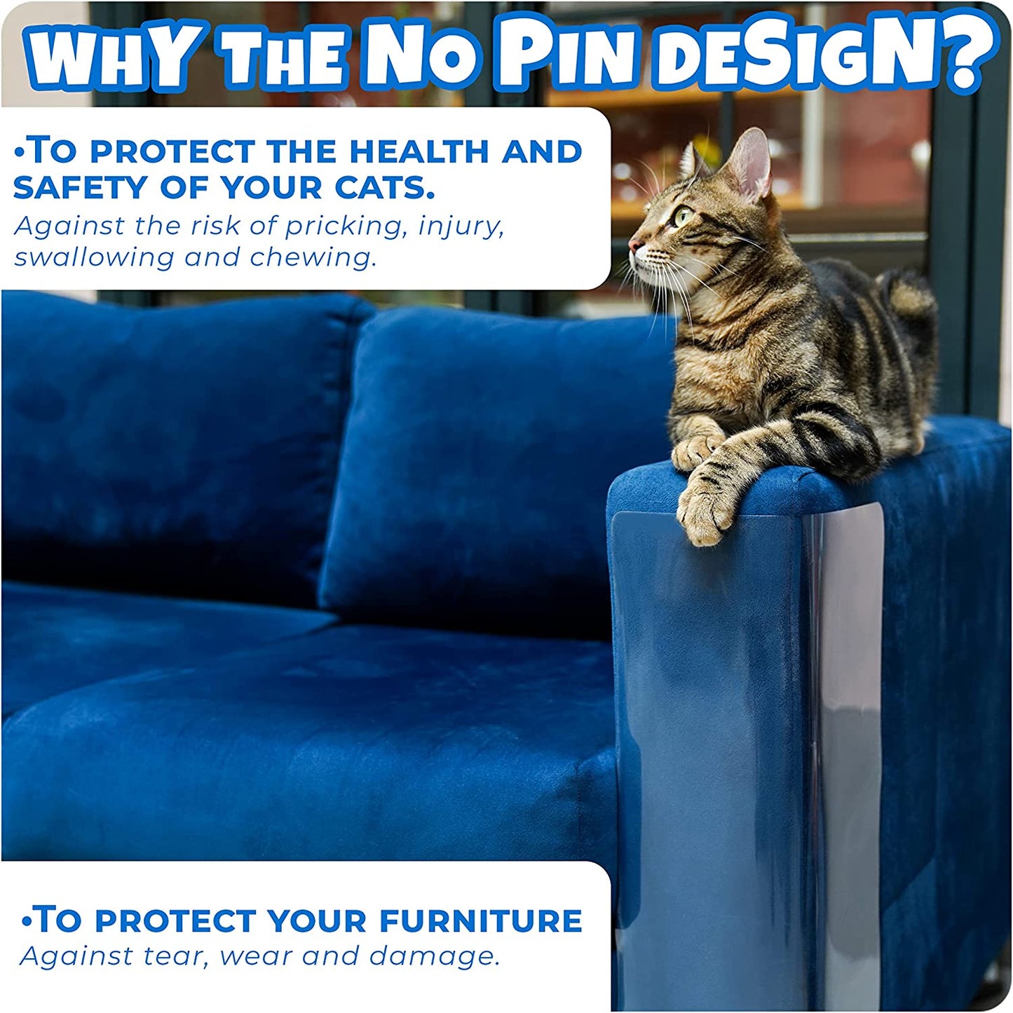 New Cat Scratch Furniture Protector- No Pin | Pet Repellent for Couch | One Side Tape Sheets, 17x12 Inches E-MARQUE (Pack of 10)