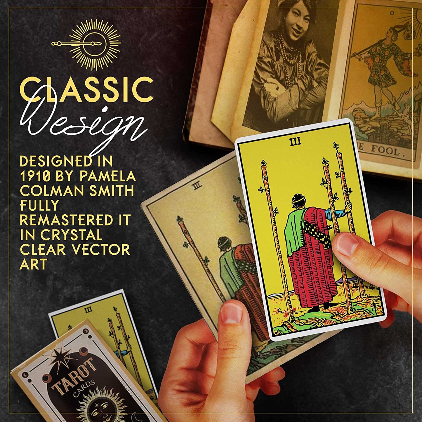 New Classic Original Tarot Cards | Fully Remastered Beautiful Tarot Deck | 78 Card Tarot Cards Deck | Based On Original Tarot Deck, Gold