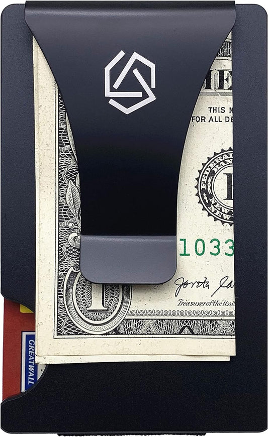 Blue Hunter Carbon Fiber Wallet for Men, Airtag, RFID Blocking Minimalist Credit Card Holder Wallet Gift for Husband Dad Wife Slim Money Clip Wallet