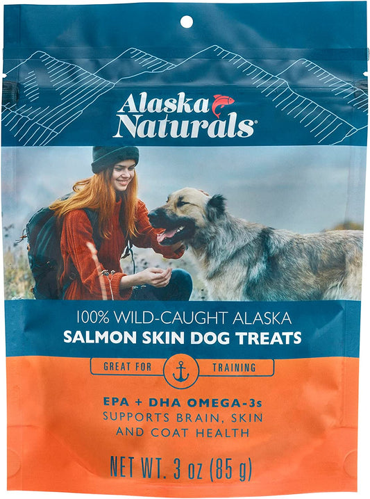 New Alaska Naturals® 100% Wild-Caught Alaska Salmon Skin Dog Treats, Delivers 0.8% EPA & 1.0% DHA Omega-3 Fatty acids to Support Healthy Skin & Shiny Coat, Gluten Free, Grain Free Dogs Treat, 3 oz.…