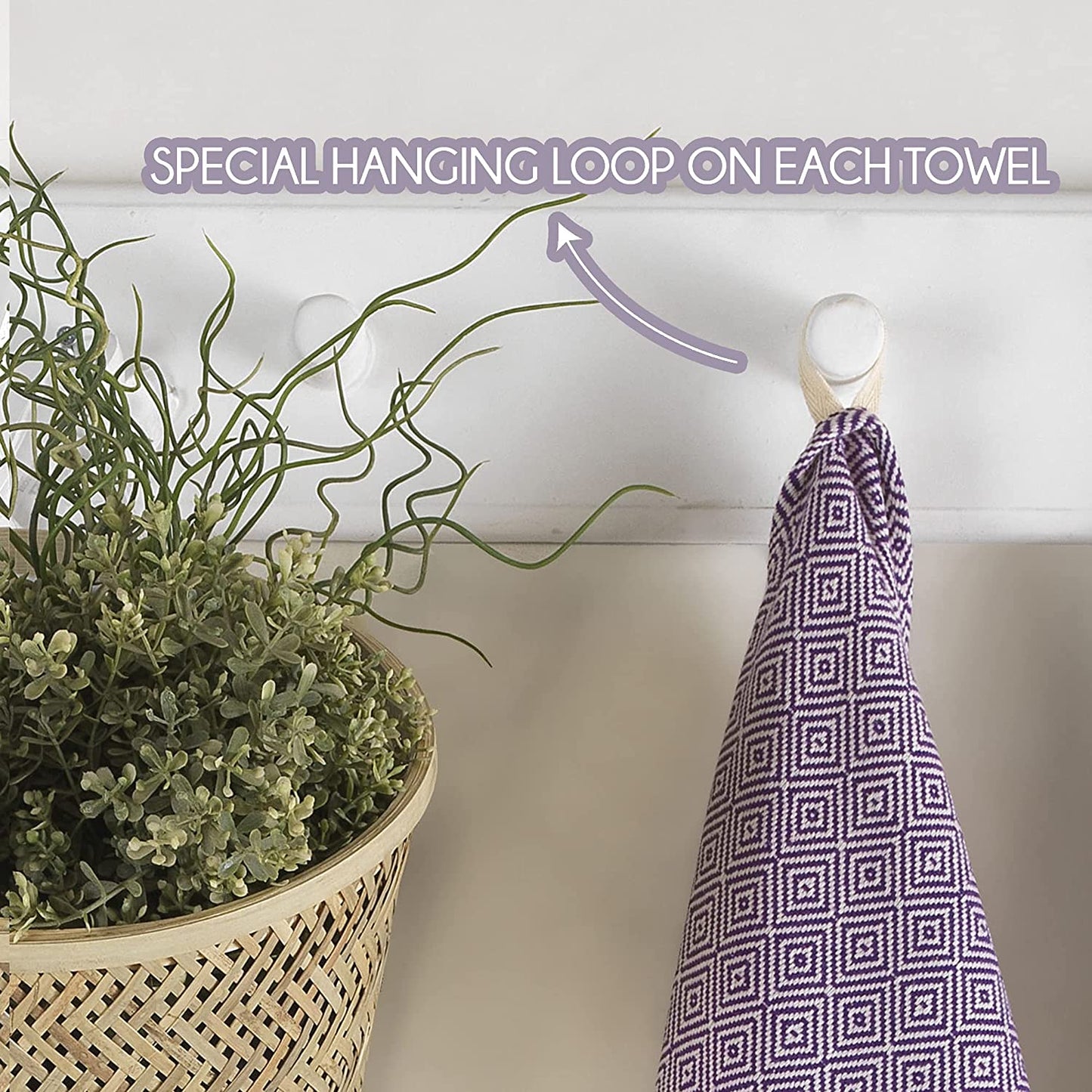 New 2 Home Kitchen Hand Towels Set of 2 | 100% Cotton Decorative Turkish Hand Towels for Bathroom, Gym, Yoga, SPA | Quick Dry Farmhouse Towels for Hands, Hair and Face (19x39 inches, Purple)