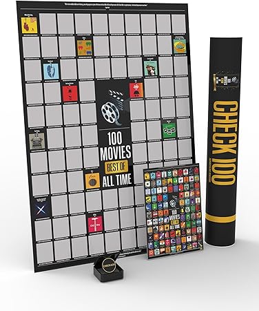 Top 100 Movies Bucket List, 100 Movies Scratch off Poster, 100 Movies Best of All Time, Stunning Quality and Bonus Items, Best Gift for Friends,Birthday,Christmas,Valentine's Day,Easter 16.5''x23.4''
