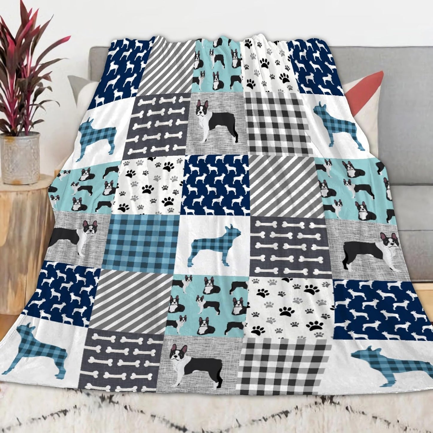 New Black French Bulldog Throw Blanket Warm Lightweight Soft Cozy Warm Home Decoration for Sofa, Sofa, Bed,Valentine's Day Easter Gifts 40"x50"